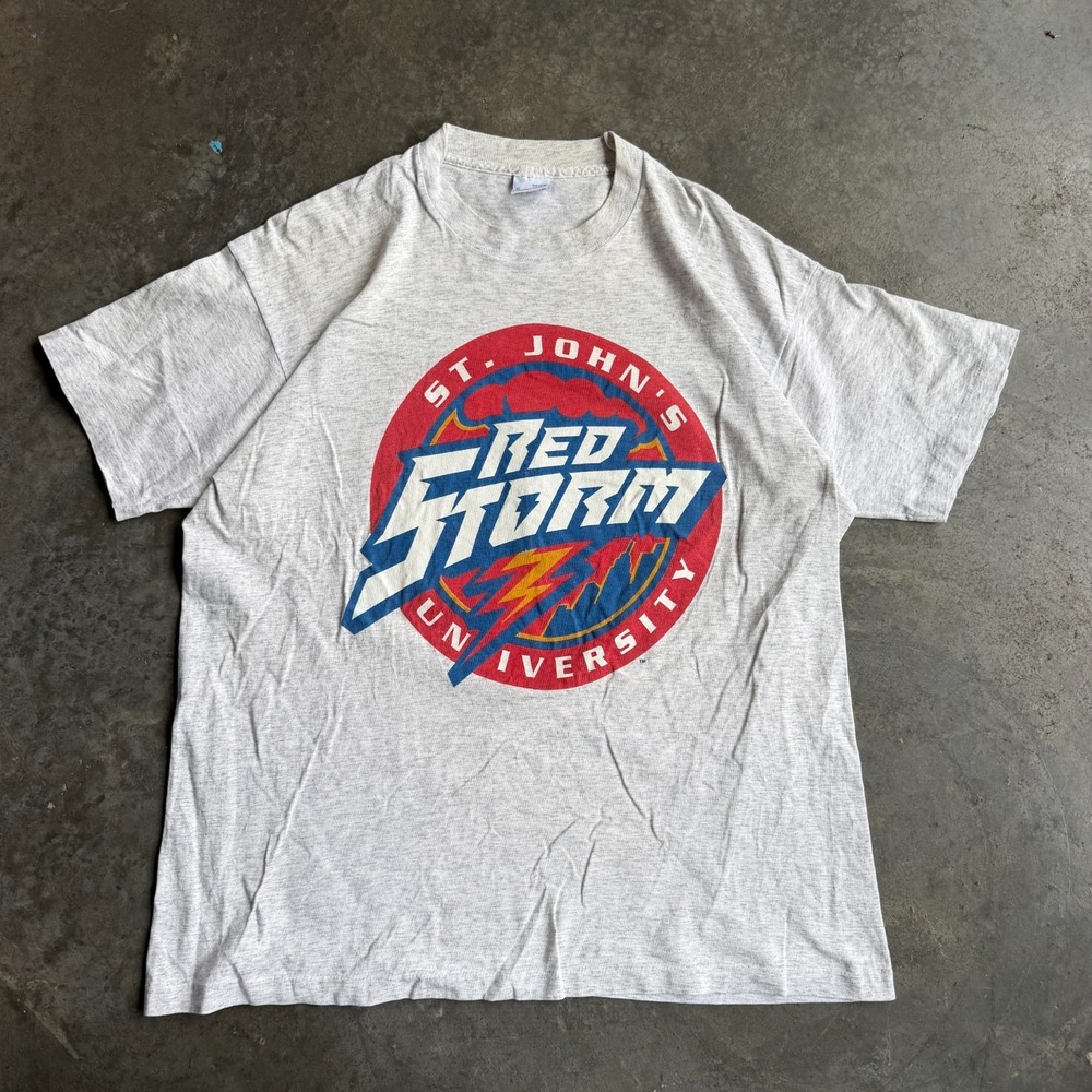Vintage 90s St. Johns University Red Storm Salem Sportswear Graphic Shirt Men XL